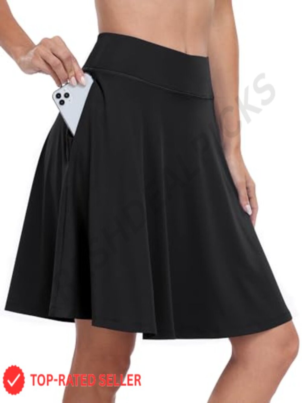 Women's Knee Length Skorts Skirt High Waisted Golf Tennis Built-in Shorts
